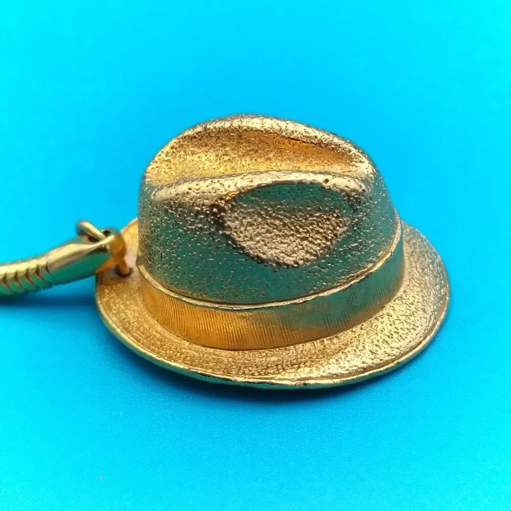 Stetson Keychain Gold-Tone Metal Lobster Clasp Fedora Hat